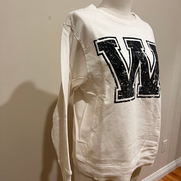 Zara Women White W Logo Sweatshirts Size S - Picture 3 of 5